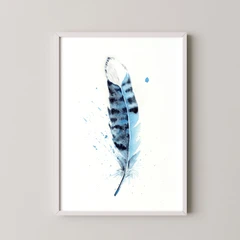 Image of a feather watercolor painting by Shayna Larsen, originals & prints available