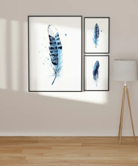 Image of a feather watercolor painting by Shayna Larsen, originals & prints available