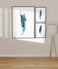 Image of a feather watercolor painting by Shayna Larsen, originals & prints available