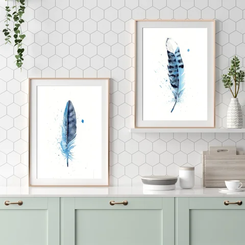 Image of a feather watercolor painting by Shayna Larsen, originals & prints available