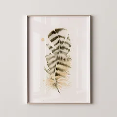 Image of a feather watercolor painting by Shayna Larsen, originals & prints available