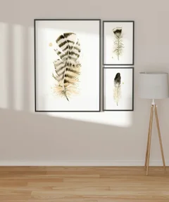 Image of a feather watercolor painting by Shayna Larsen, originals & prints available