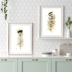 Image of a feather watercolor painting by Shayna Larsen, originals & prints available