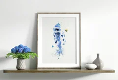 Image of a feather watercolor painting by Shayna Larsen, originals & prints available