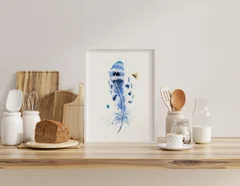 Image of a feather watercolor painting by Shayna Larsen, originals & prints available
