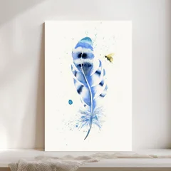 Image of a feather watercolor painting by Shayna Larsen, originals & prints available