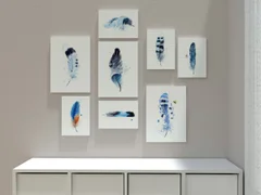 Image of a feather watercolor painting by Shayna Larsen, originals & prints available