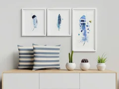 Image of a feather watercolor painting by Shayna Larsen, originals & prints available
