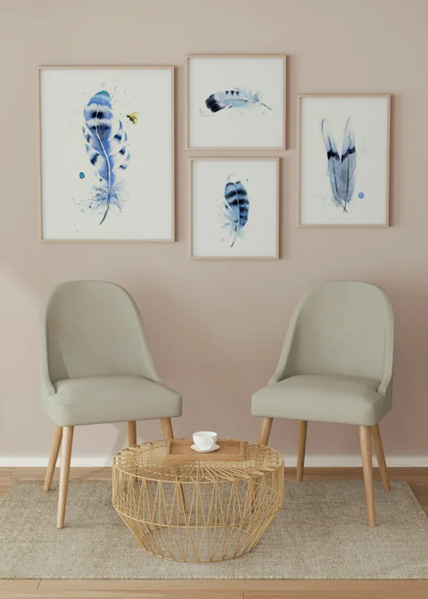 Image of a feather watercolor painting by Shayna Larsen, originals & prints available