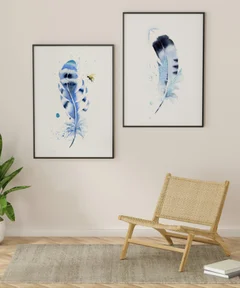Image of a feather watercolor painting by Shayna Larsen, originals & prints available
