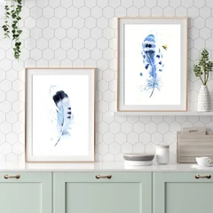 Image of a feather watercolor painting by Shayna Larsen, originals & prints available