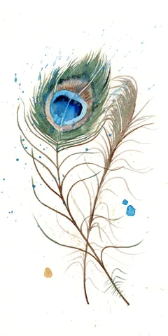 Image of a feather watercolor painting by Shayna Larsen, originals & prints available
