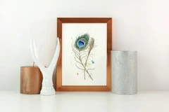 Image of a feather watercolor painting by Shayna Larsen, originals & prints available