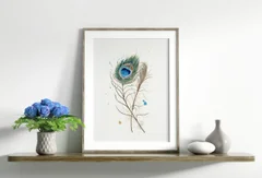 Image of a feather watercolor painting by Shayna Larsen, originals & prints available