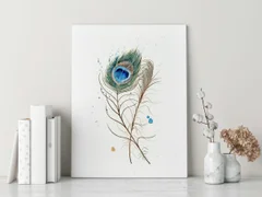 Image of a feather watercolor painting by Shayna Larsen, originals & prints available