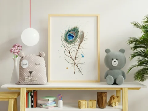 Image of a feather watercolor painting by Shayna Larsen, originals & prints available