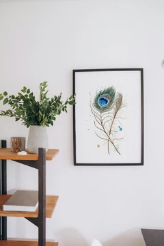 Image of a feather watercolor painting by Shayna Larsen, originals & prints available