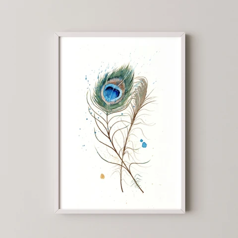 Image of a feather watercolor painting by Shayna Larsen, originals & prints available