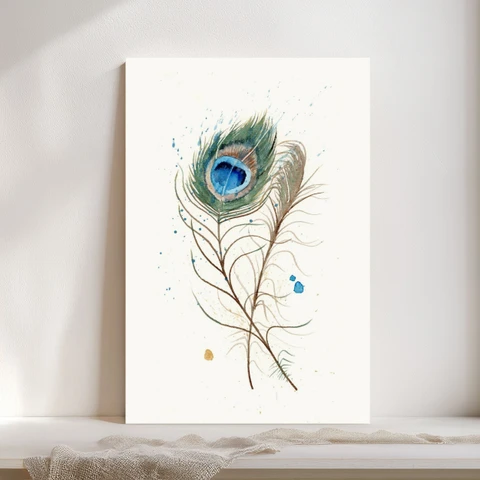 Image of a feather watercolor painting by Shayna Larsen, originals & prints available