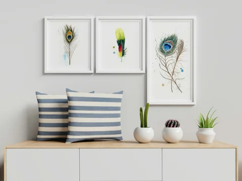 Image of a feather watercolor painting by Shayna Larsen, originals & prints available