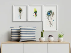 Image of a feather watercolor painting by Shayna Larsen, originals & prints available