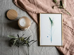 Image of a feather watercolor painting by Shayna Larsen, originals & prints available