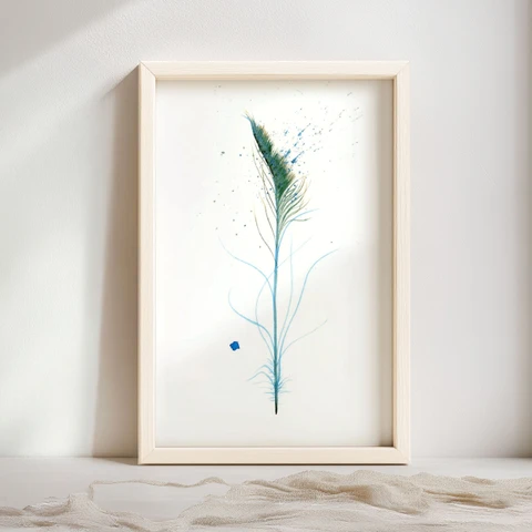 Image of a feather watercolor painting by Shayna Larsen, originals & prints available