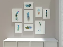 Image of a feather watercolor painting by Shayna Larsen, originals & prints available
