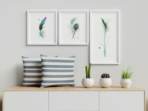 Image of a feather watercolor painting by Shayna Larsen, originals & prints available