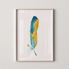 Image of a feather watercolor painting by Shayna Larsen, originals & prints available