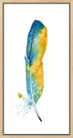 Image of a feather watercolor painting by Shayna Larsen, originals & prints available