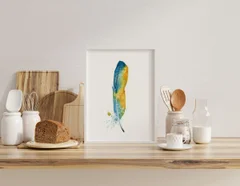 Image of a feather watercolor painting by Shayna Larsen, originals & prints available