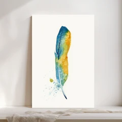 Image of a feather watercolor painting by Shayna Larsen, originals & prints available