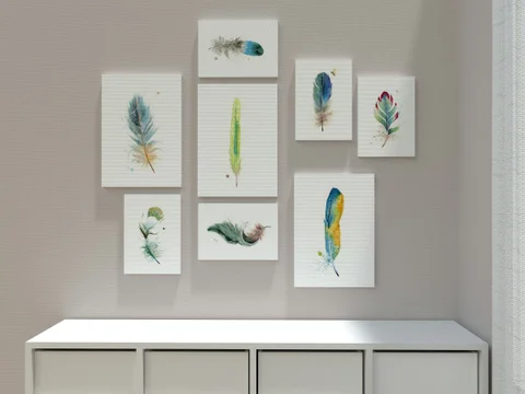 Image of a feather watercolor painting by Shayna Larsen, originals & prints available