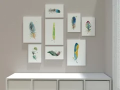 Image of a feather watercolor painting by Shayna Larsen, originals & prints available