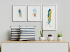 Image of a feather watercolor painting by Shayna Larsen, originals & prints available