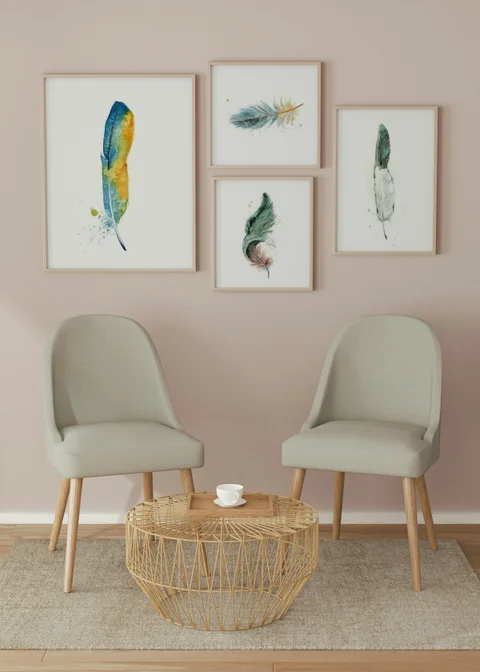 Image of a feather watercolor painting by Shayna Larsen, originals & prints available