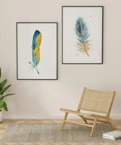 Image of a feather watercolor painting by Shayna Larsen, originals & prints available