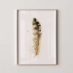 Image of a feather watercolor painting by Shayna Larsen, originals & prints available