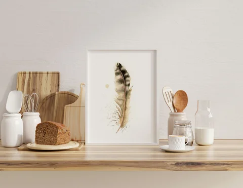 Image of a feather watercolor painting by Shayna Larsen, originals & prints available