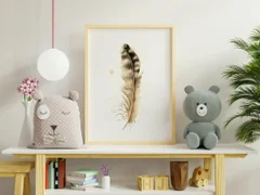 Image of a feather watercolor painting by Shayna Larsen, originals & prints available