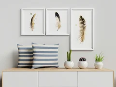 Image of a feather watercolor painting by Shayna Larsen, originals & prints available