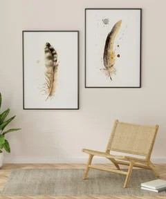 Image of a feather watercolor painting by Shayna Larsen, originals & prints available