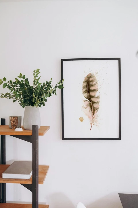 Image of a feather watercolor painting by Shayna Larsen, originals & prints available