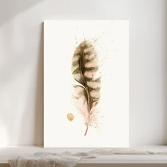 Image of a feather watercolor painting by Shayna Larsen, originals & prints available