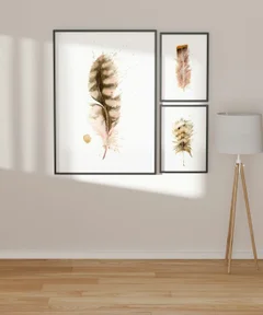 Image of a feather watercolor painting by Shayna Larsen, originals & prints available
