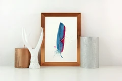 Image of a feather watercolor painting by Shayna Larsen, originals & prints available