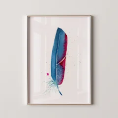Image of a feather watercolor painting by Shayna Larsen, originals & prints available