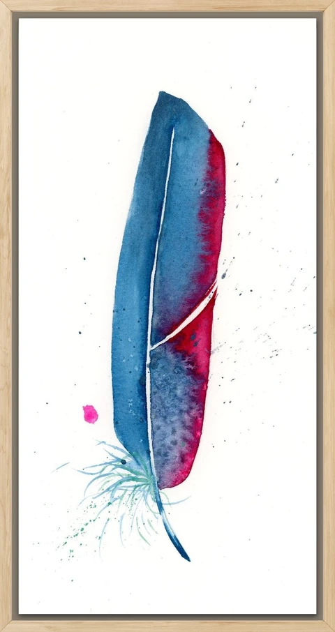 Image of a feather watercolor painting by Shayna Larsen, originals & prints available