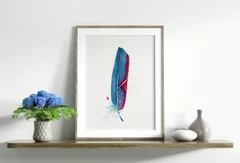 Image of a feather watercolor painting by Shayna Larsen, originals & prints available